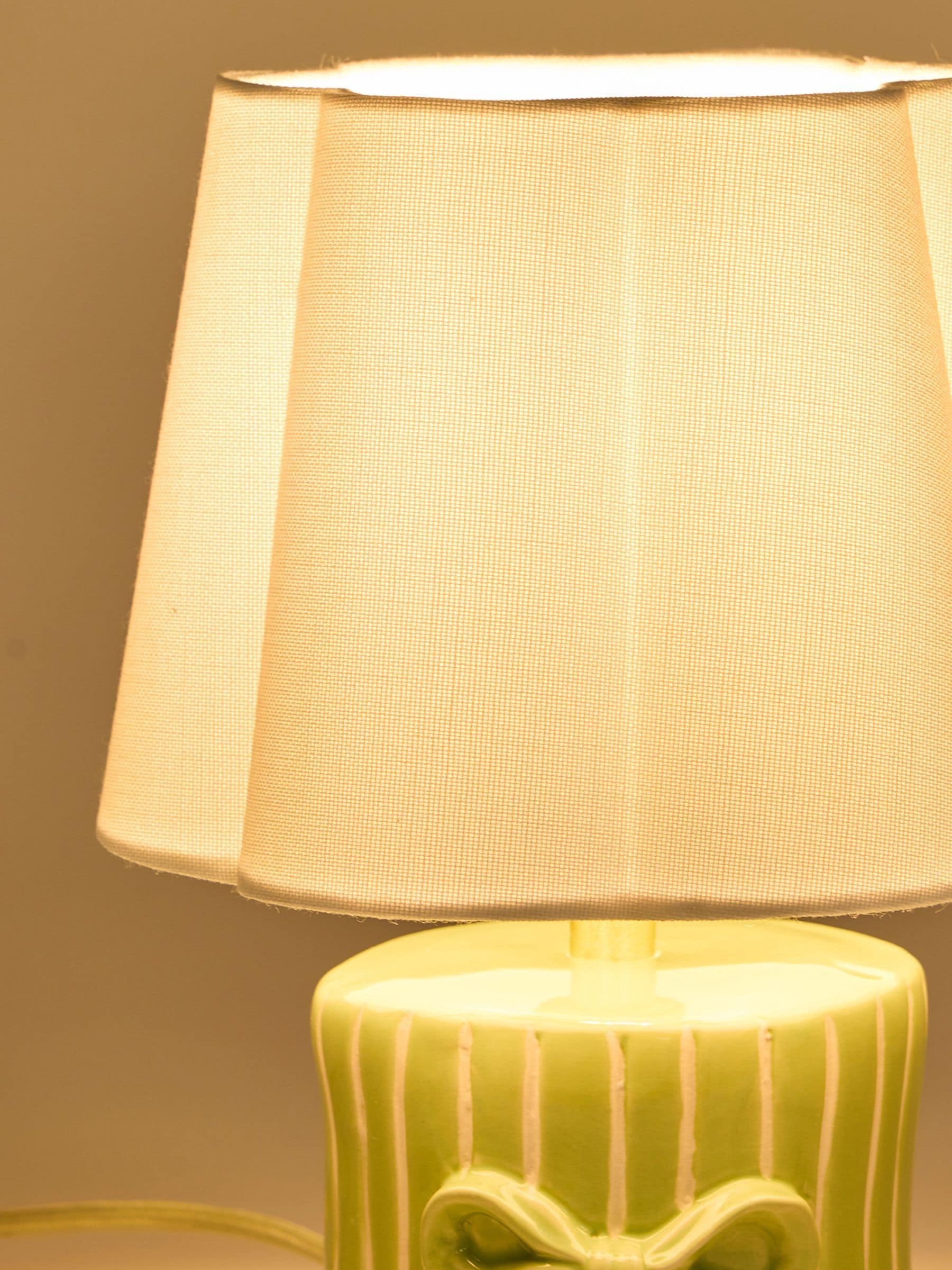 Oliver Bonas green bow striped ceramic table lamp 26.5cm - British product