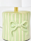 Oliver Bonas green bow striped ceramic table lamp 26.5cm - British product