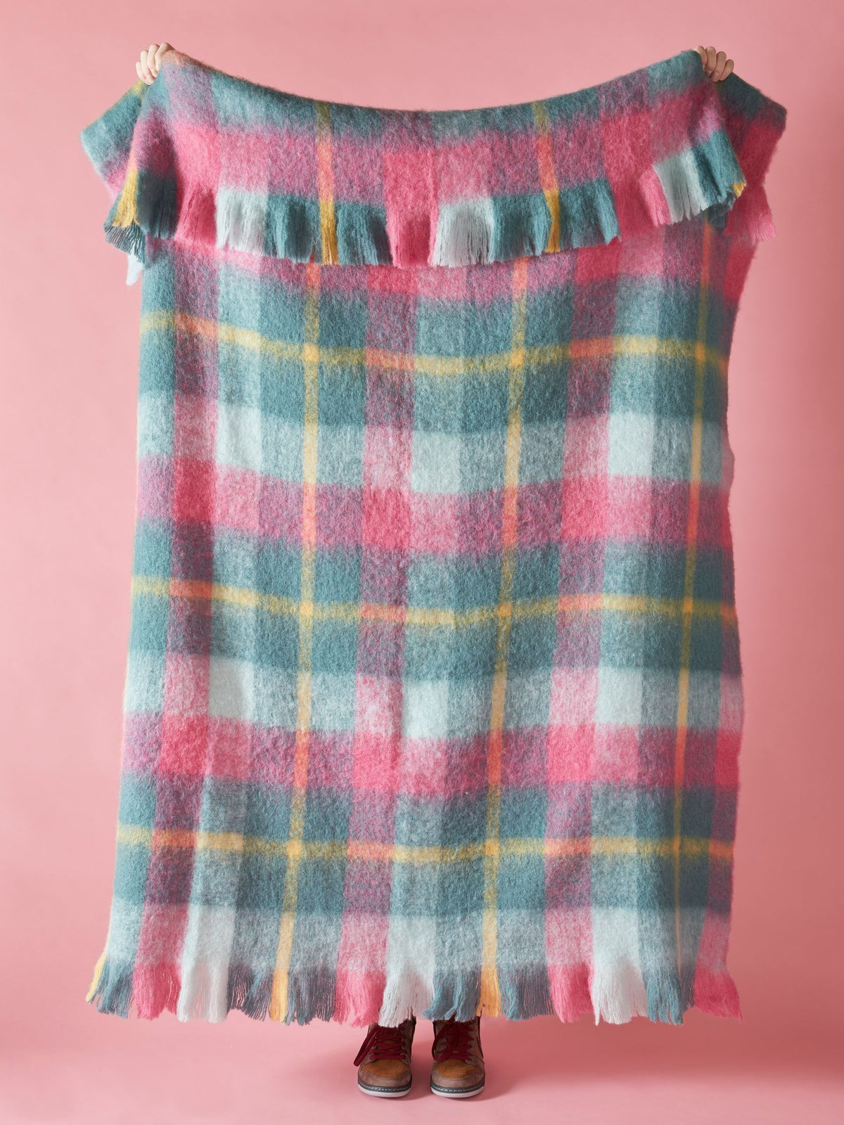 Bluebellgray Sea Blue Highland Check Throw Blanket 130cm x 170cm