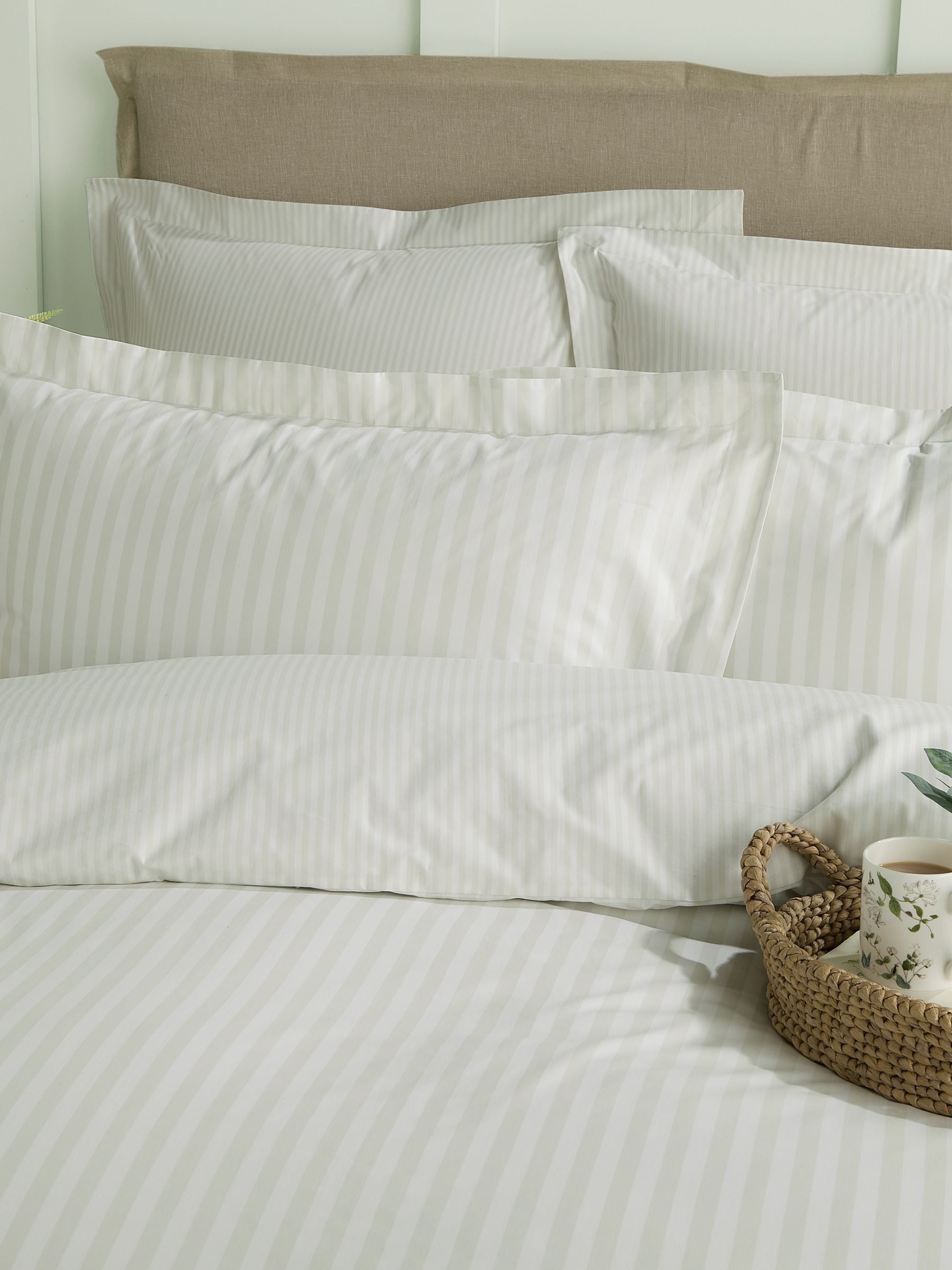 Sophie Allport set of 2 mint green stripe pillowcases, imported from the UK
