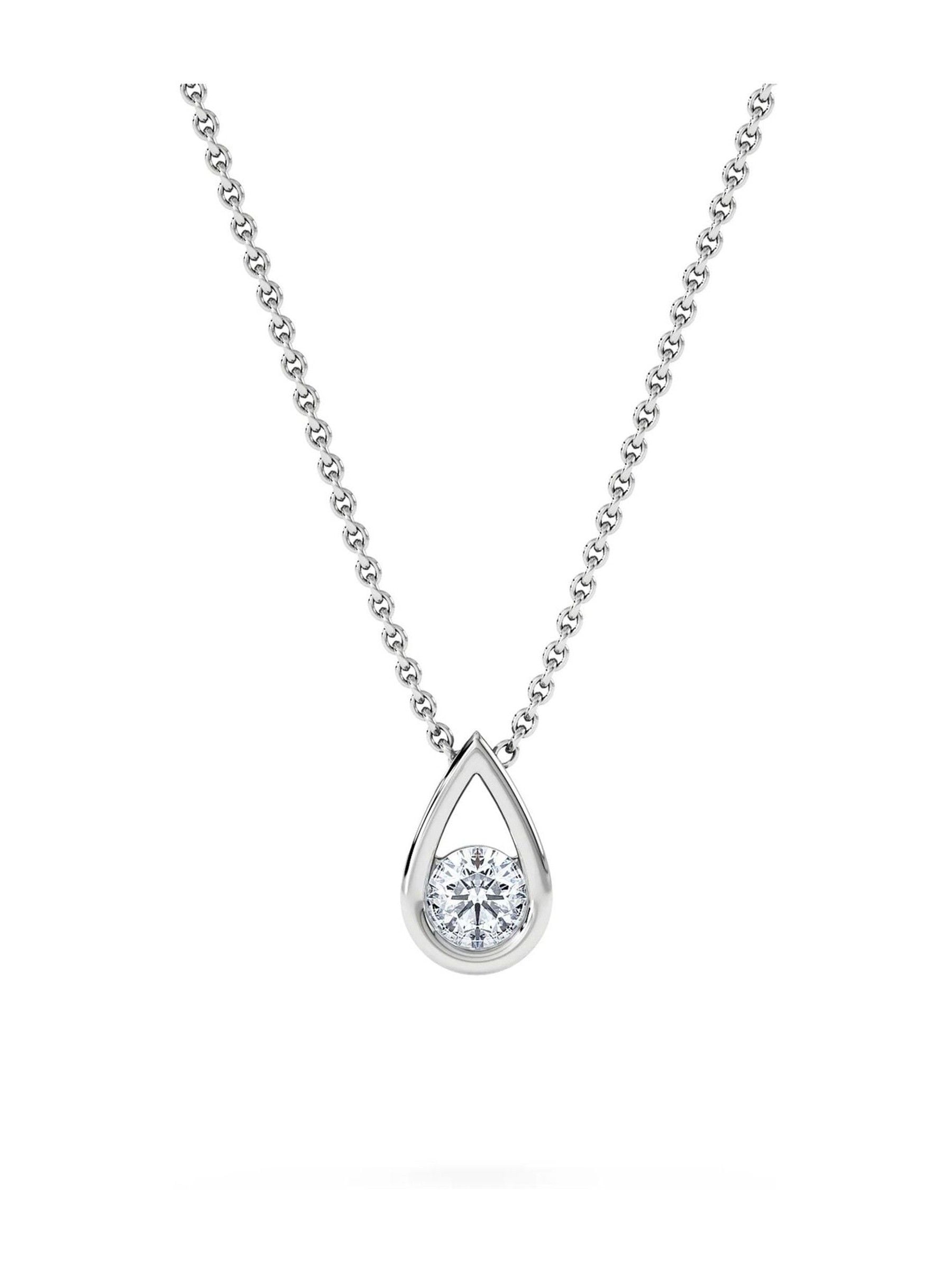 The Diamond Store teardrop solitaire pendant necklace 0.25ct, imported from the UK