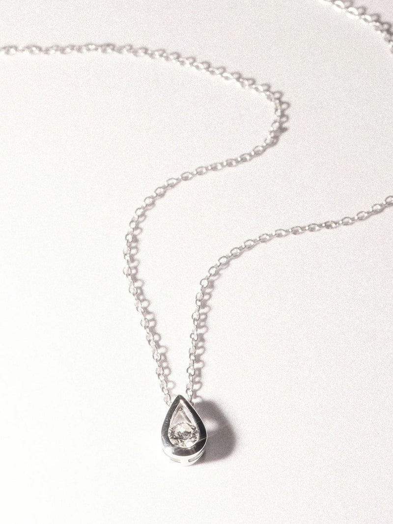 The Diamond Store teardrop solitaire pendant necklace 0.25ct, imported from the UK