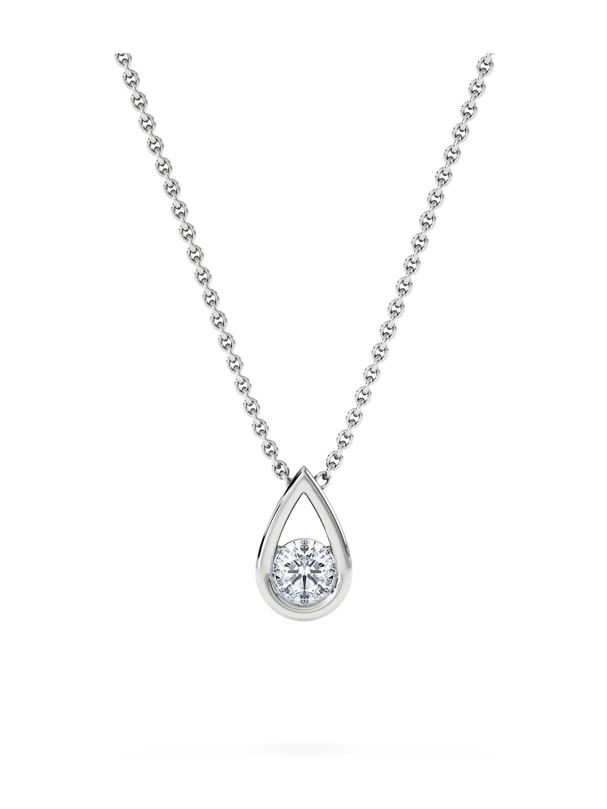 The Diamond Store teardrop solitaire pendant necklace 0.25ct, imported from the UK