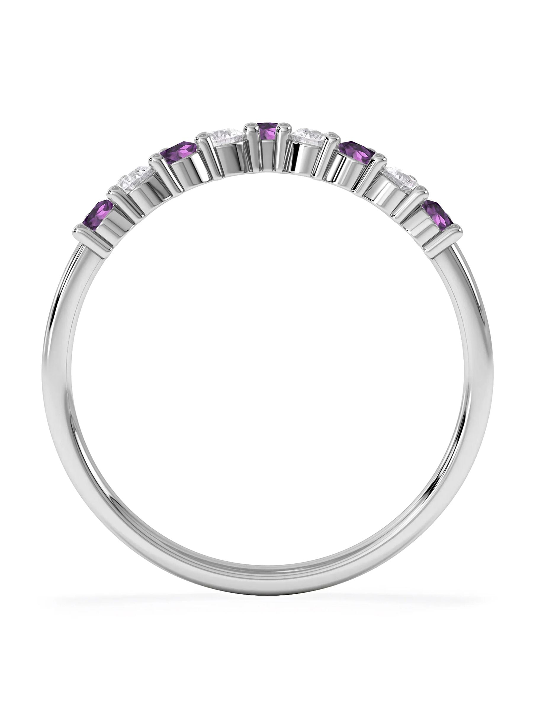 The Diamond Store wishbone ring amethyst lab diamond white gold - British product