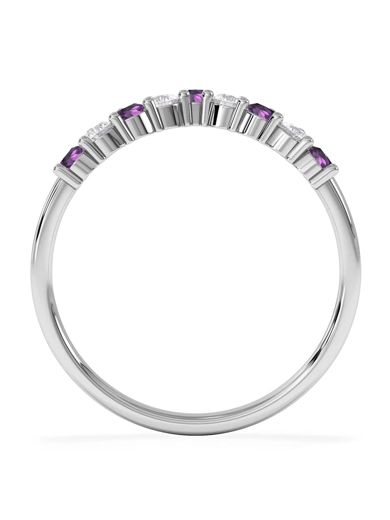 The Diamond Store wishbone ring amethyst lab diamond white gold - British product