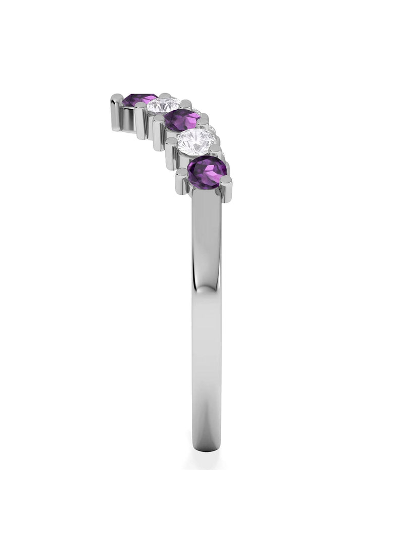 The Diamond Store wishbone ring amethyst lab diamond white gold - British product