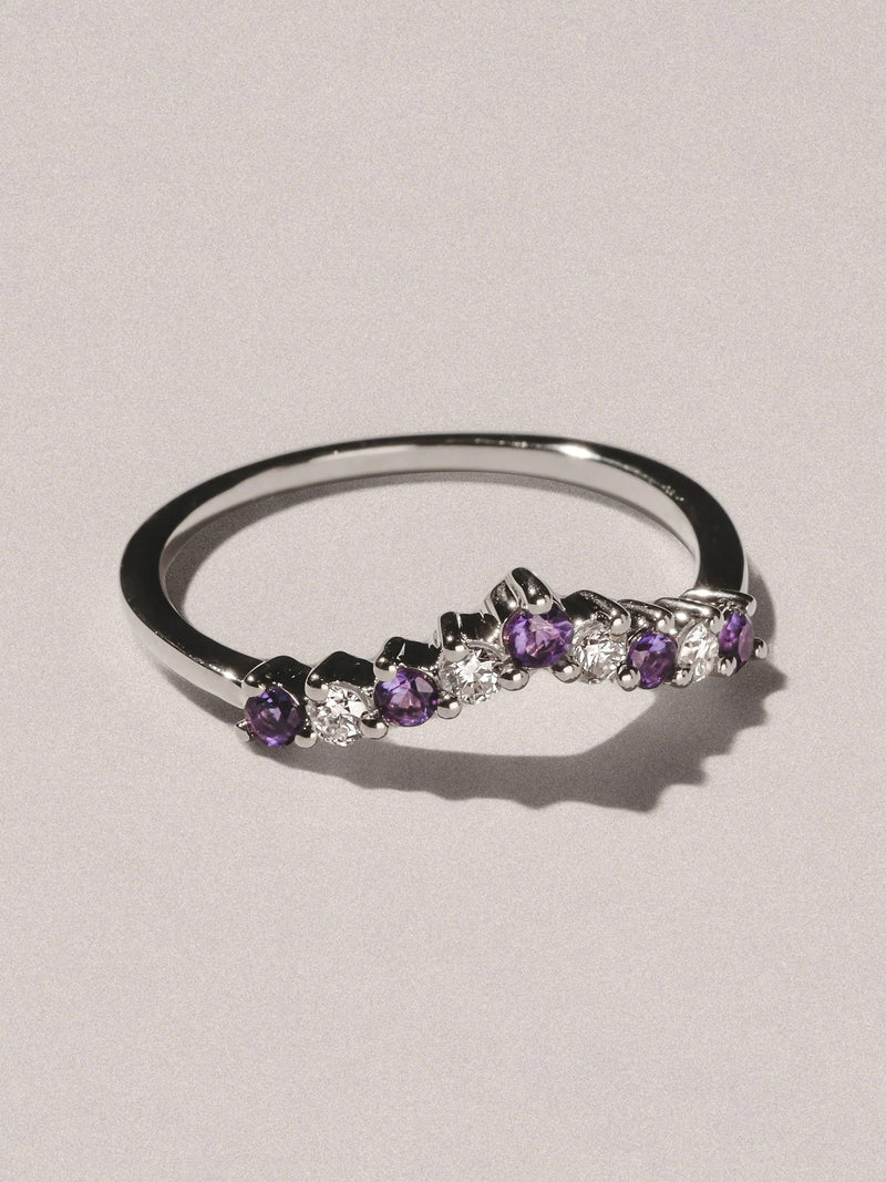 The Diamond Store wishbone ring amethyst lab diamond white gold - British product