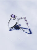 The Diamond Store wishbone ring amethyst lab diamond white gold - British product