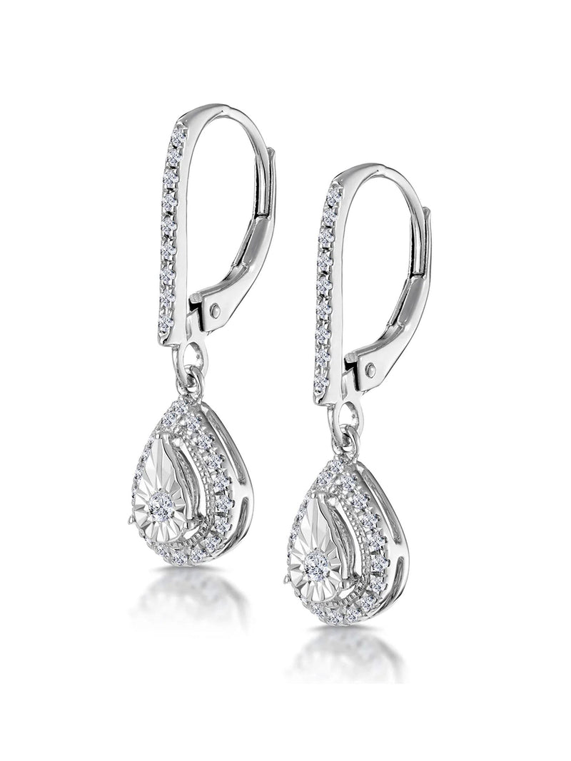 The Diamond Store pear halo lab diamond earrings 0.20ct, UK version