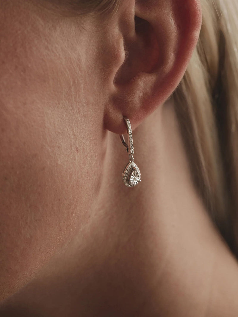 The Diamond Store pear halo lab diamond earrings 0.20ct, UK version