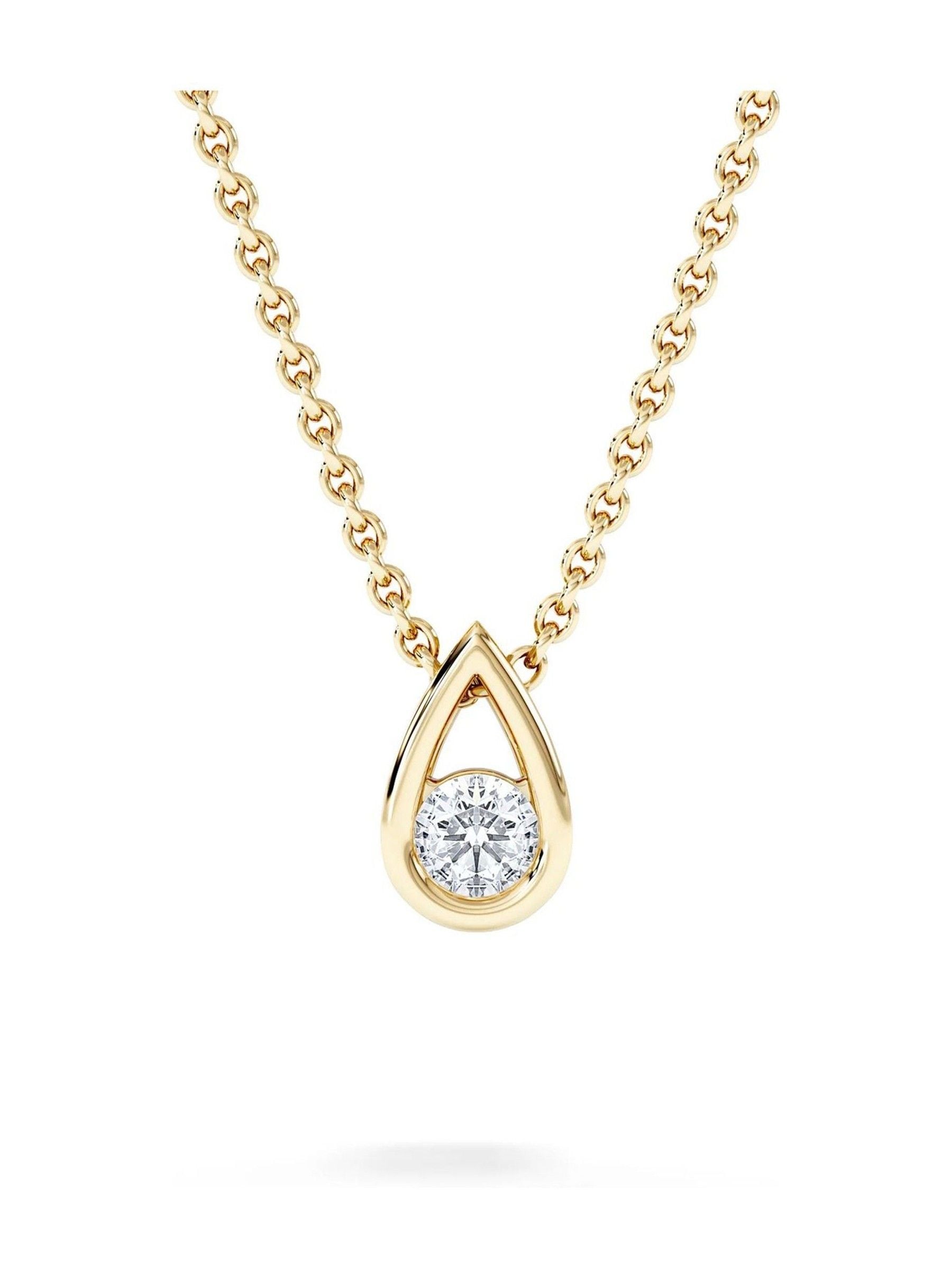 The Diamond Store gold vermeil teardrop pendant necklace 0.10ct lab grown diamond (British brand)