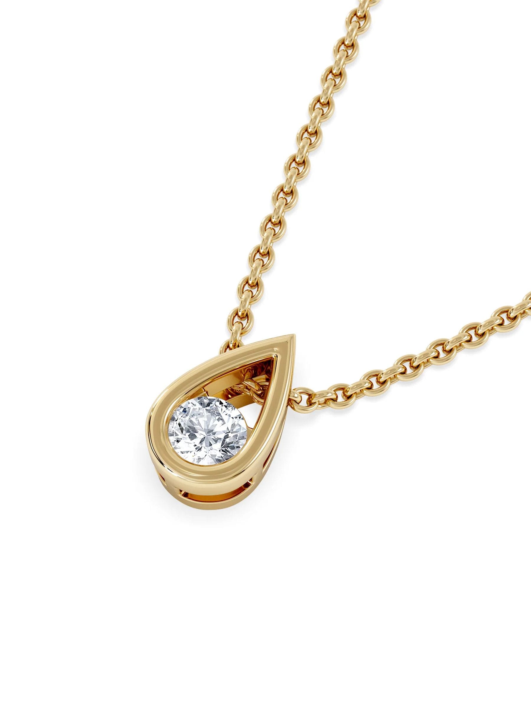 The Diamond Store gold vermeil teardrop pendant necklace 0.10ct lab grown diamond (British brand)