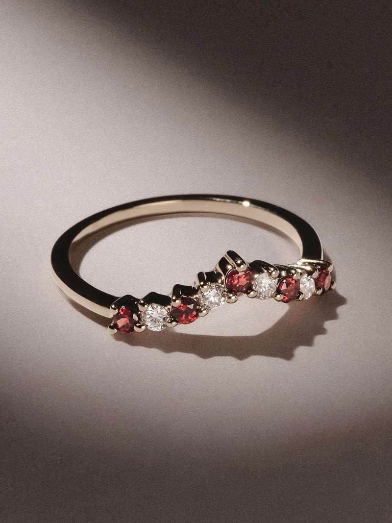 The Diamond Store garnet lab diamond ring in 9K gold (British brand)