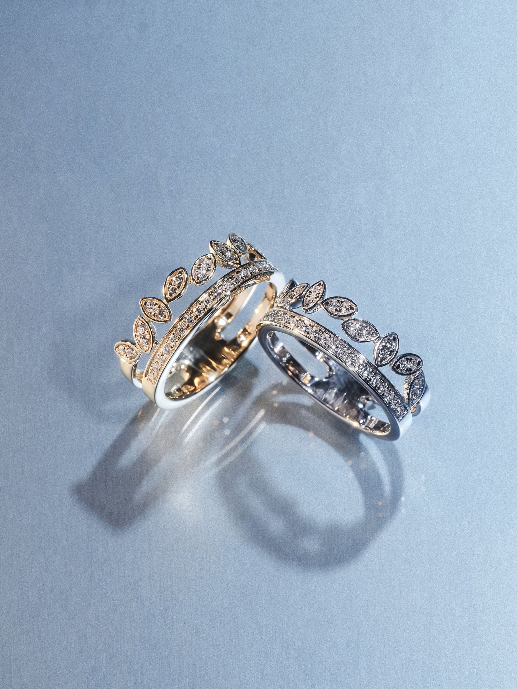 The Diamond Store sterling silver interlocking marquise stacking ring 0.25ct, UK version