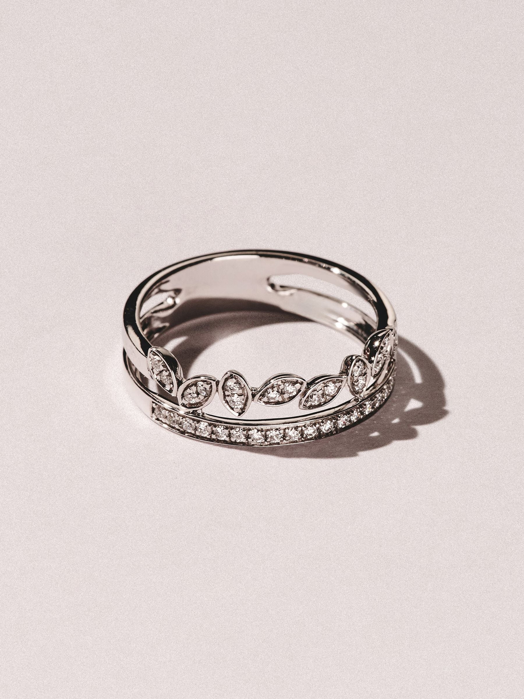 The Diamond Store sterling silver interlocking marquise stacking ring 0.25ct, UK version