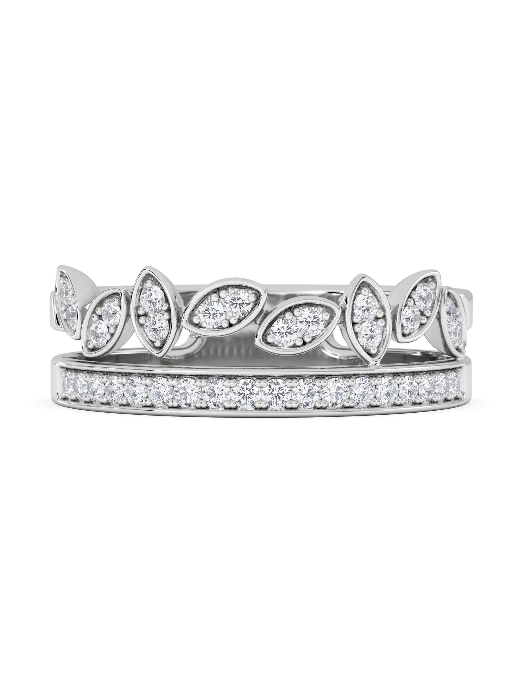 The Diamond Store sterling silver interlocking marquise stacking ring 0.25ct, UK version