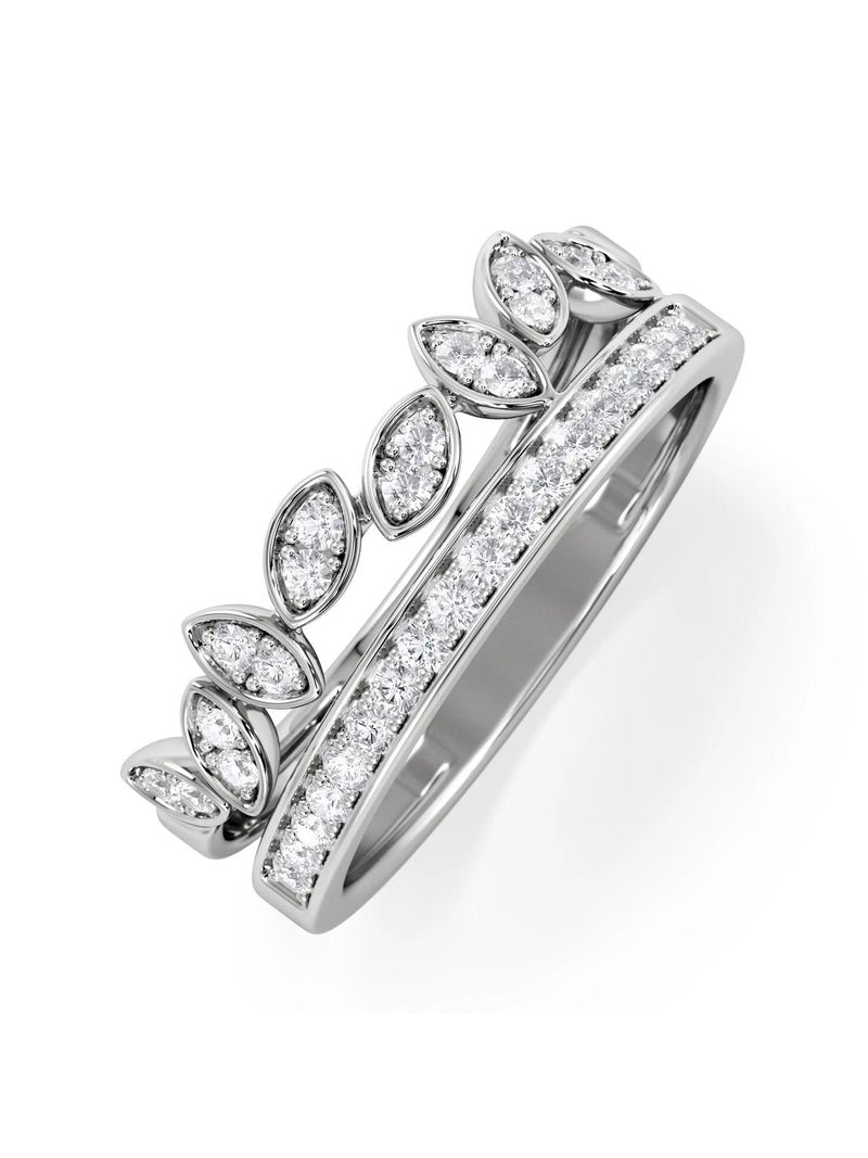 The Diamond Store sterling silver interlocking marquise stacking ring 0.25ct, UK version