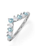 The Diamond Store 9K White Gold Blue Topaz and Lab Diamond Wishbone Ring