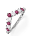 The Diamond Store Red White Ruby and Lab Diamond Wishbone Ring in 9K Yellow Gold