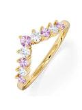 The Diamond Store 9k gold pink sapphire lab-diamond wishbone ring (British brand)