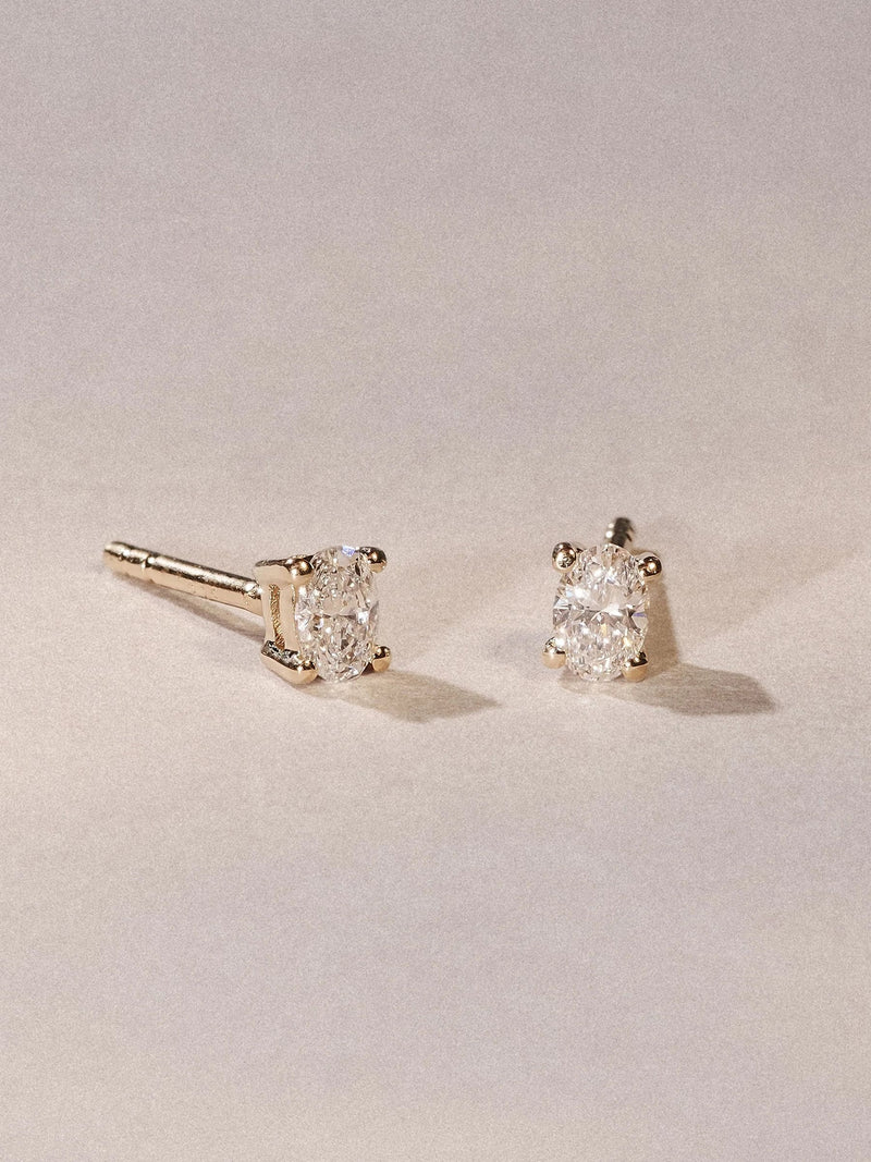 The Diamond Store oval cut lab diamond stud earrings 0.30ct, imported from the UK