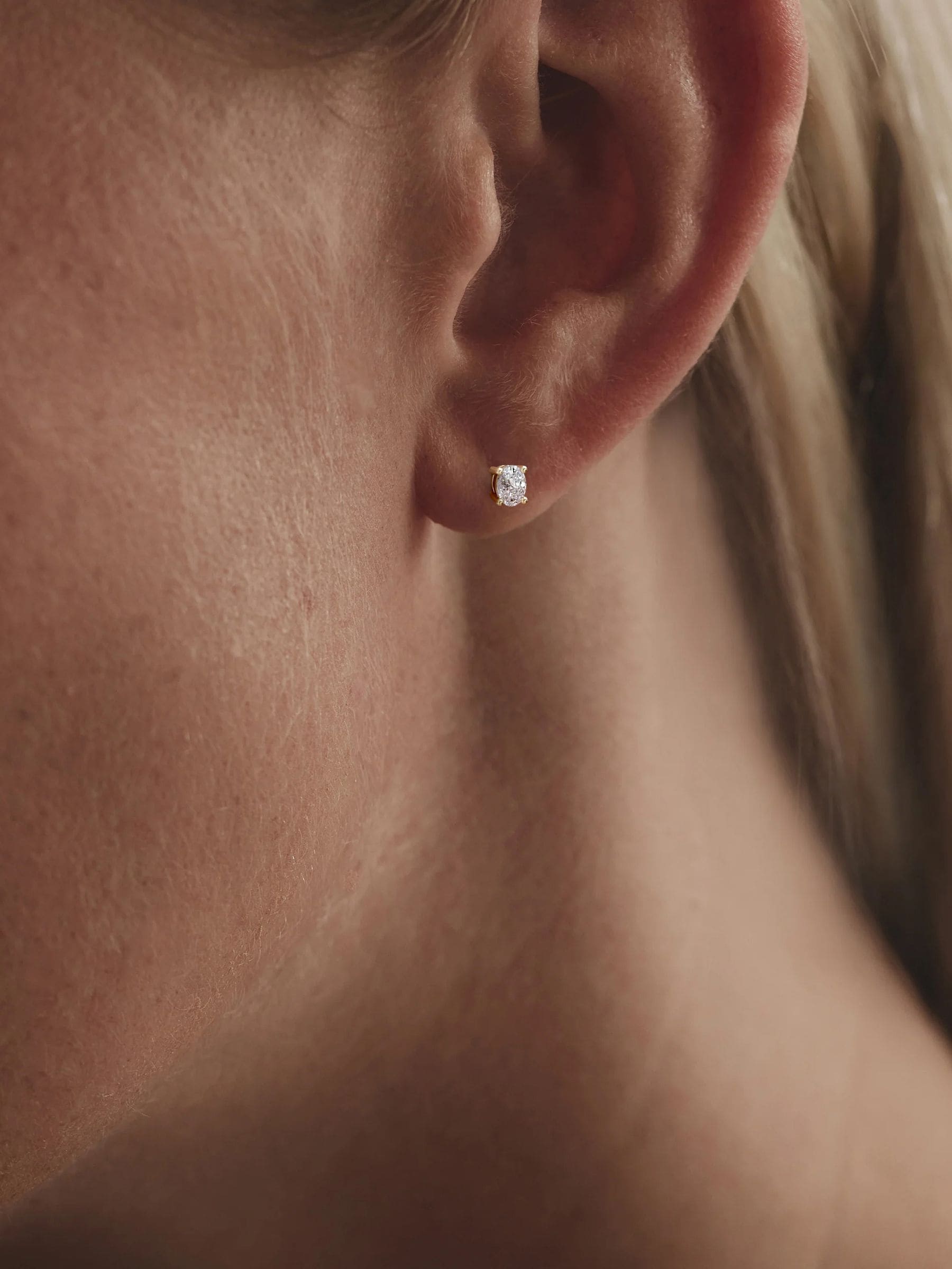 The Diamond Store oval cut lab diamond stud earrings 0.30ct, imported from the UK