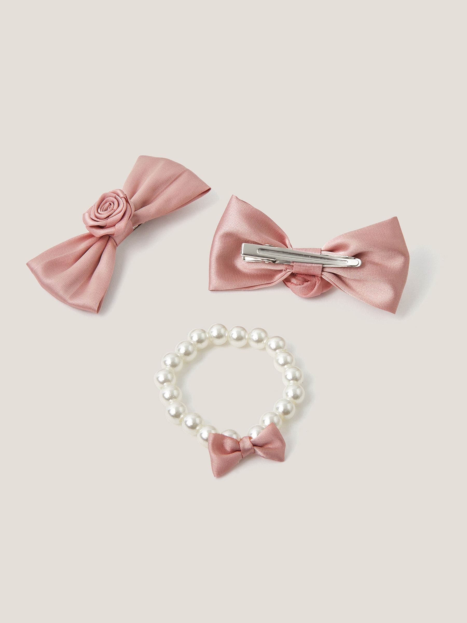 Monsoon pink bridesmaid rosette bag and accessories set (British brand)
