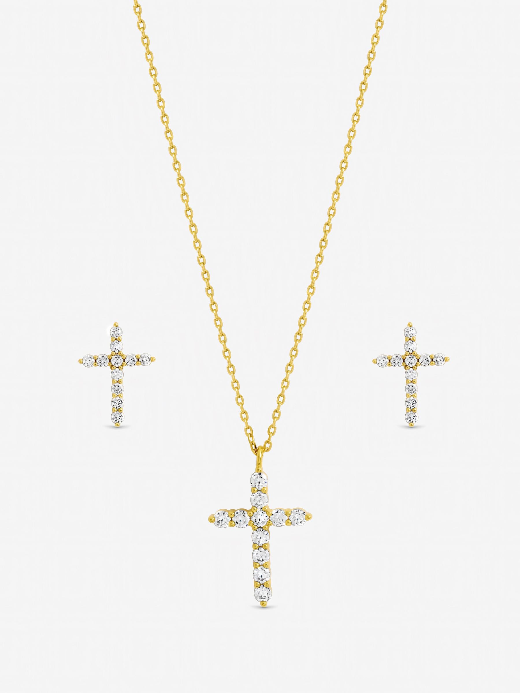 Jon Richard gold plated cross set with cubic zirconia, imported from the UK