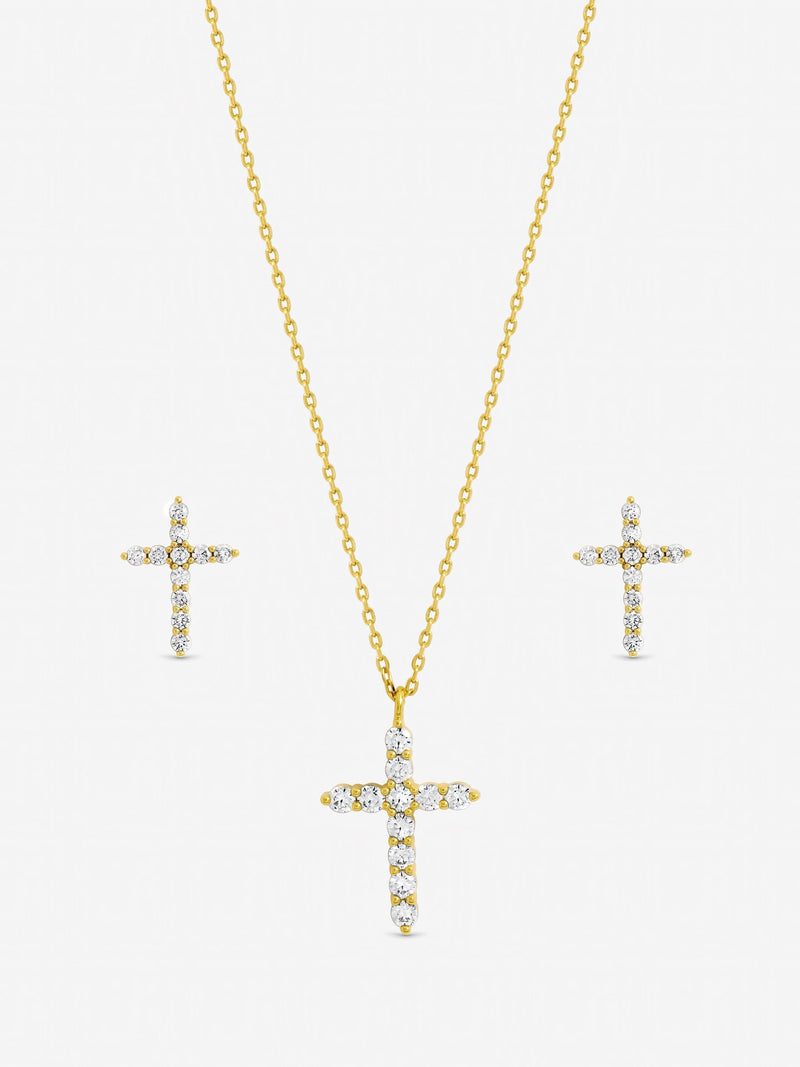 Jon Richard gold plated cross set with cubic zirconia, imported from the UK