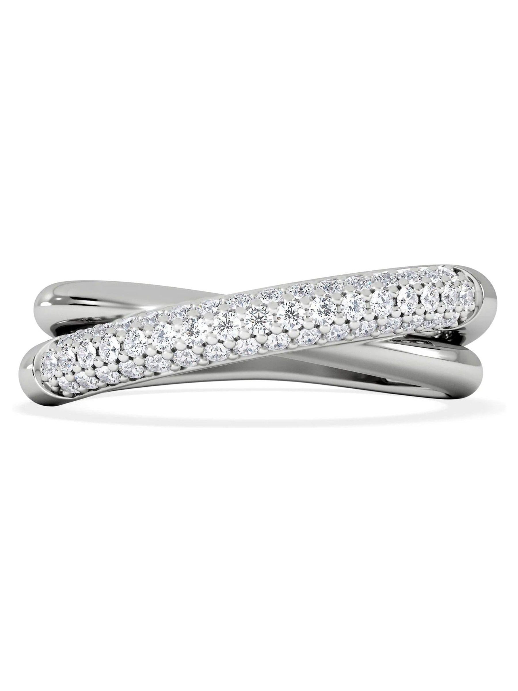 The Diamond Store crossover ring lab diamond 0.35ct 925 silver, UK version