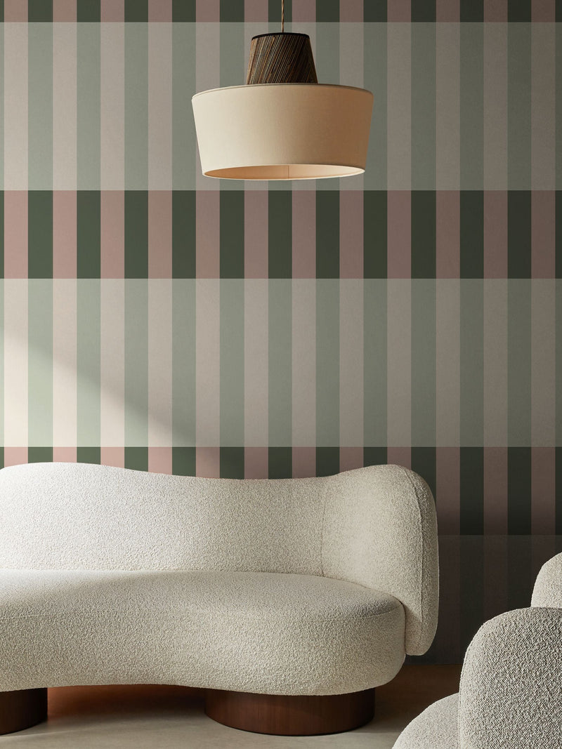 MADE.COM Green and Blush Terri wallpaper 10m roll, imported from the UK