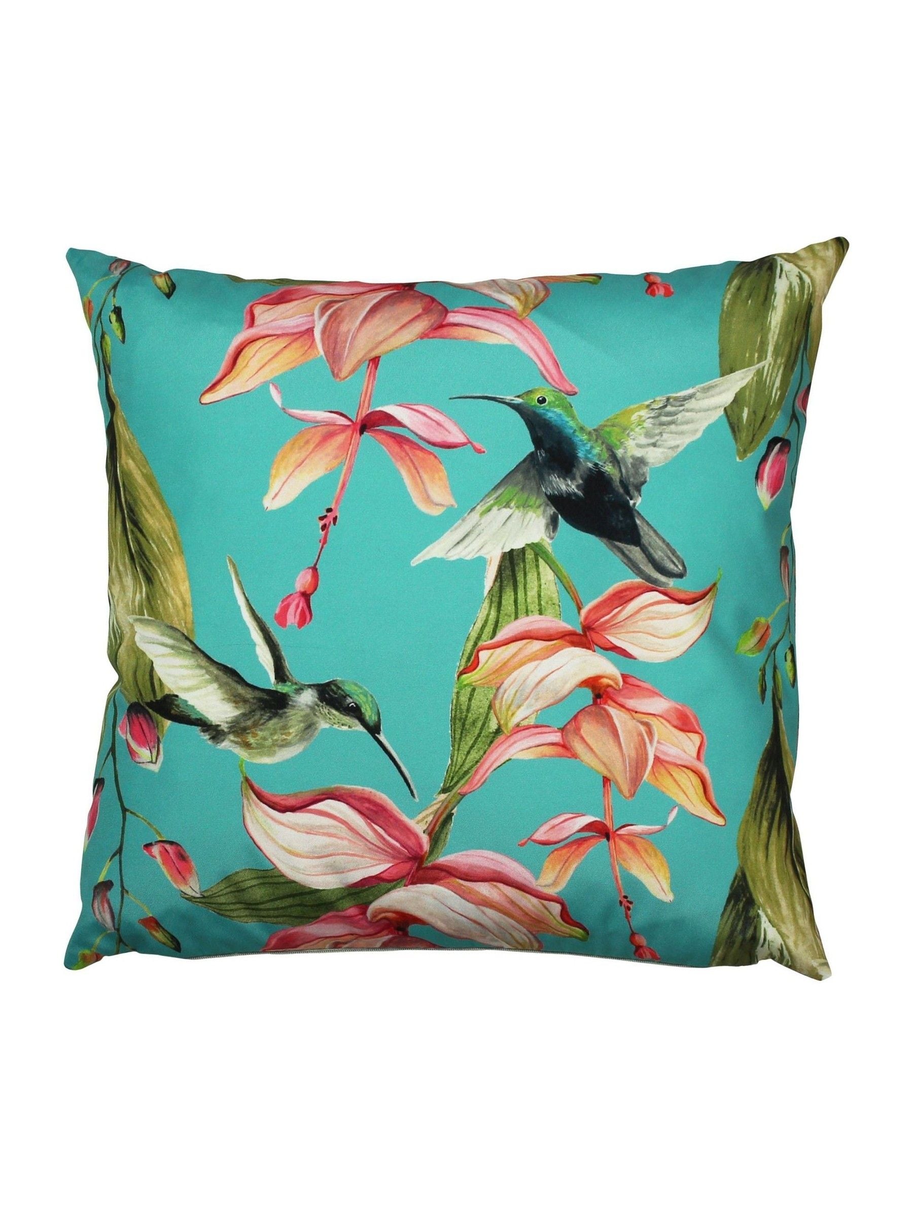 Evans Lichfield Blue Hummingbird outdoor cushion 43x43cm, UK version