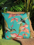 Evans Lichfield Blue Hummingbird outdoor cushion 43x43cm, UK version