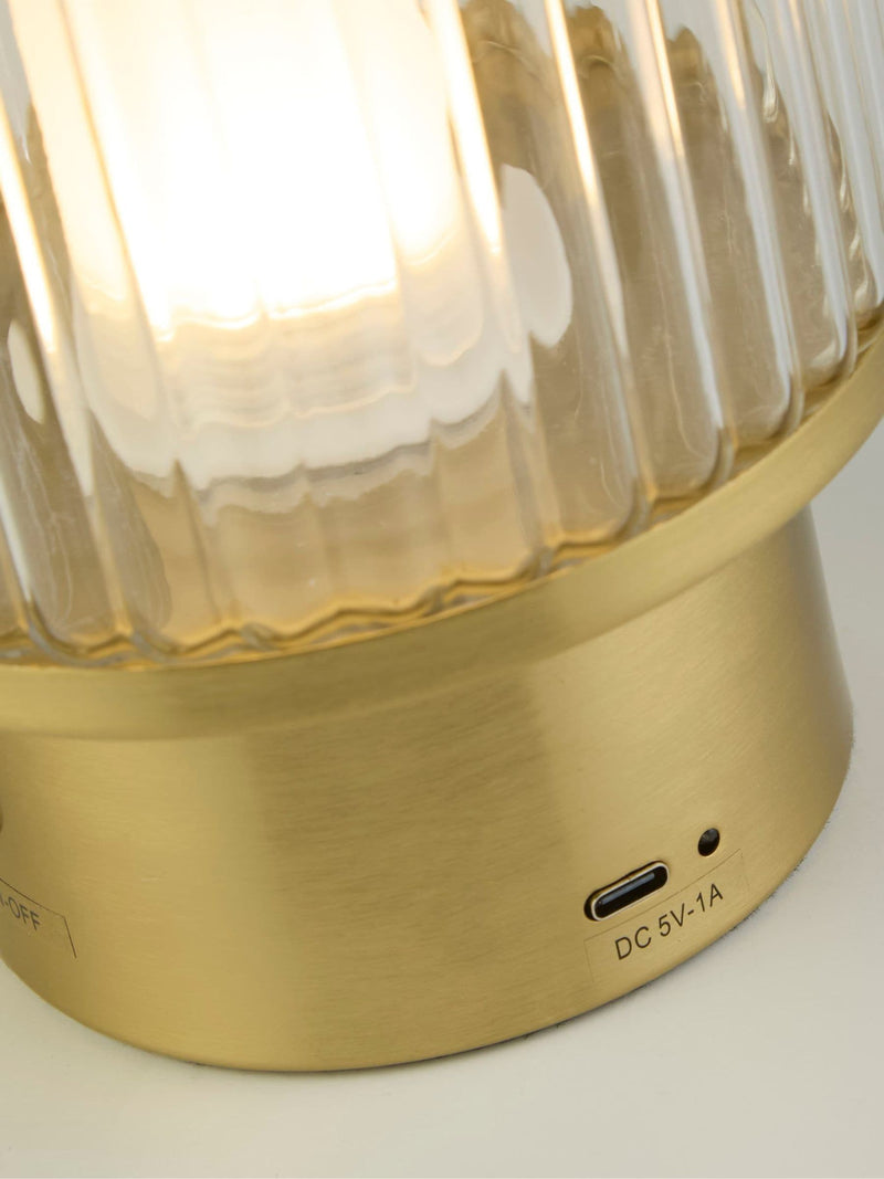 Searchlight brass glass rechargeable lamp, UK version