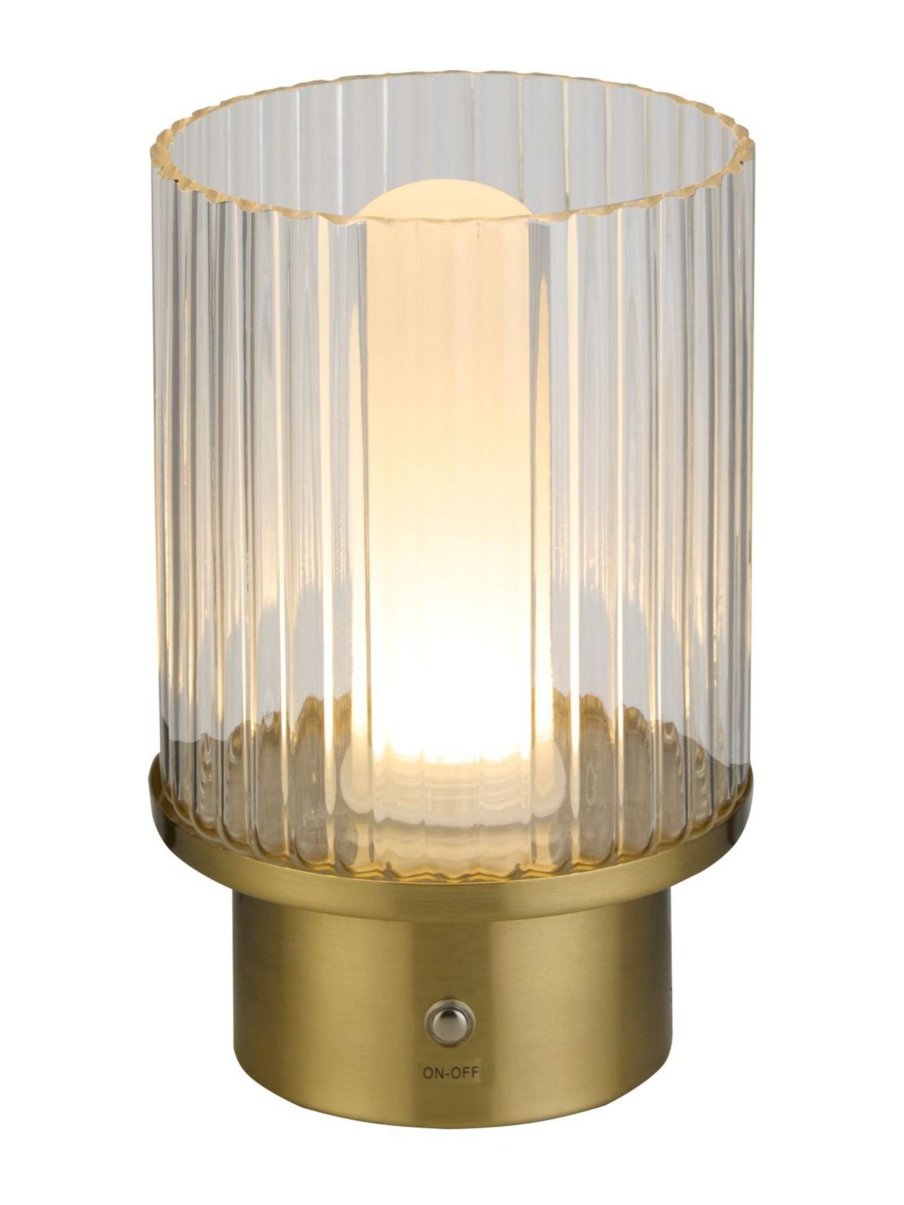 Searchlight brass glass rechargeable lamp, UK version