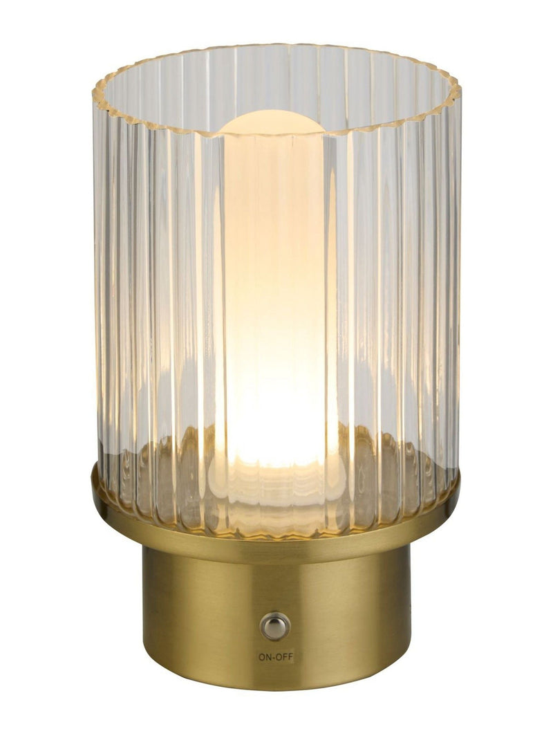 Searchlight brass glass rechargeable lamp, UK version