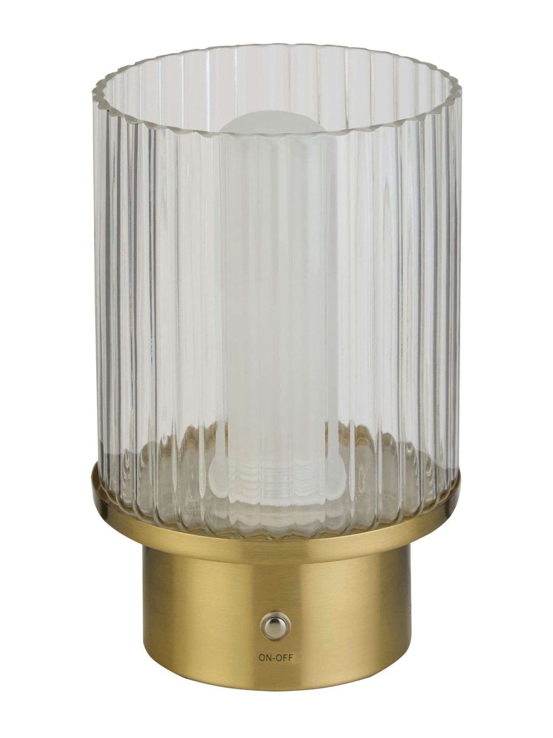 Searchlight brass glass rechargeable lamp, UK version