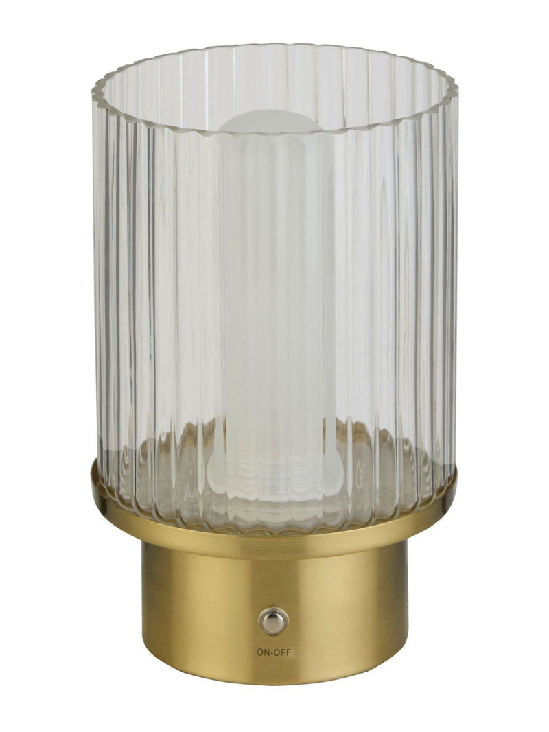 Searchlight brass glass rechargeable lamp, UK version