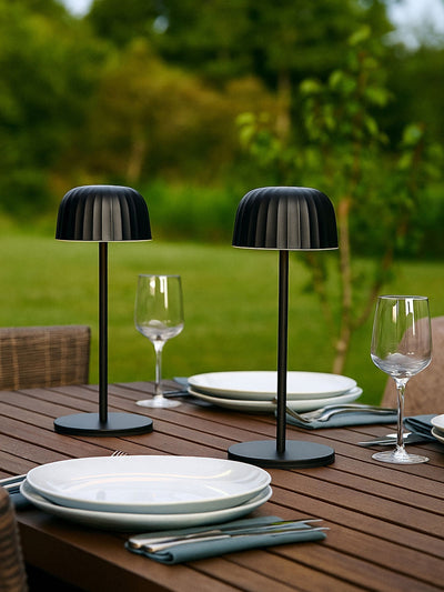 Next Searchlight 2 Pack Black Outdoor Rechargeable Table Lamp- Buy online at McGrocer