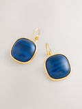 Blue resin pull through earrings (British brand)