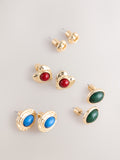 Gold tone multicolour stud and hoop earrings 6 pack (British brand)