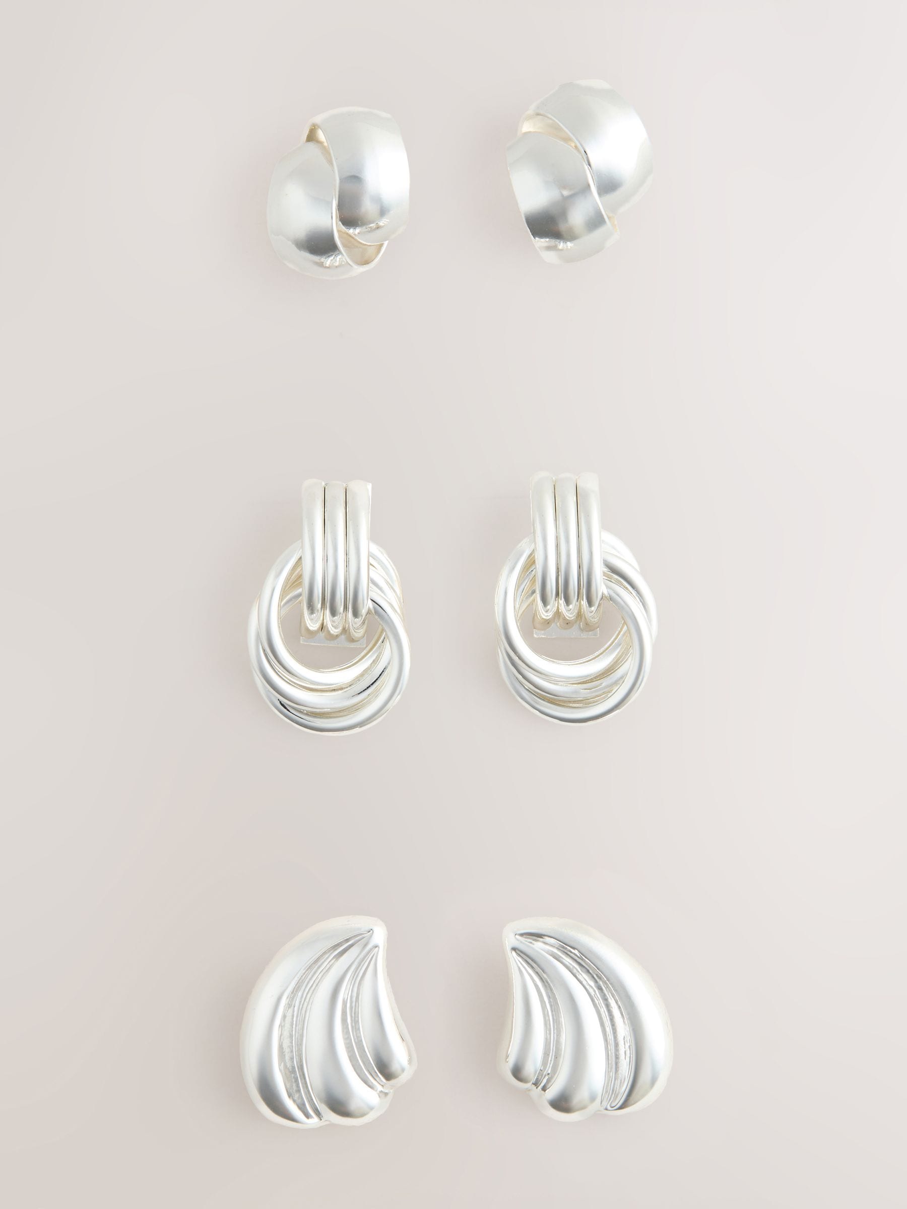 Gold Tone Knot Stud Earrings 3 Pack