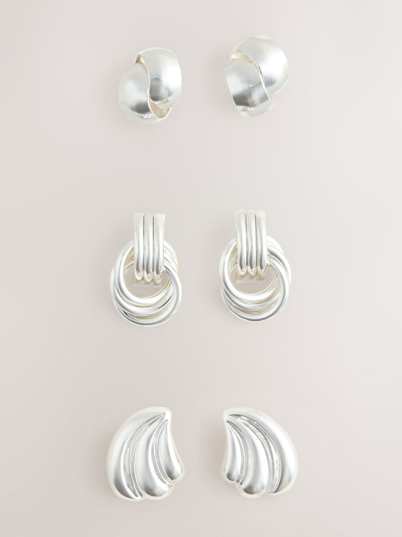 Gold Tone Knot Stud Earrings 3 Pack