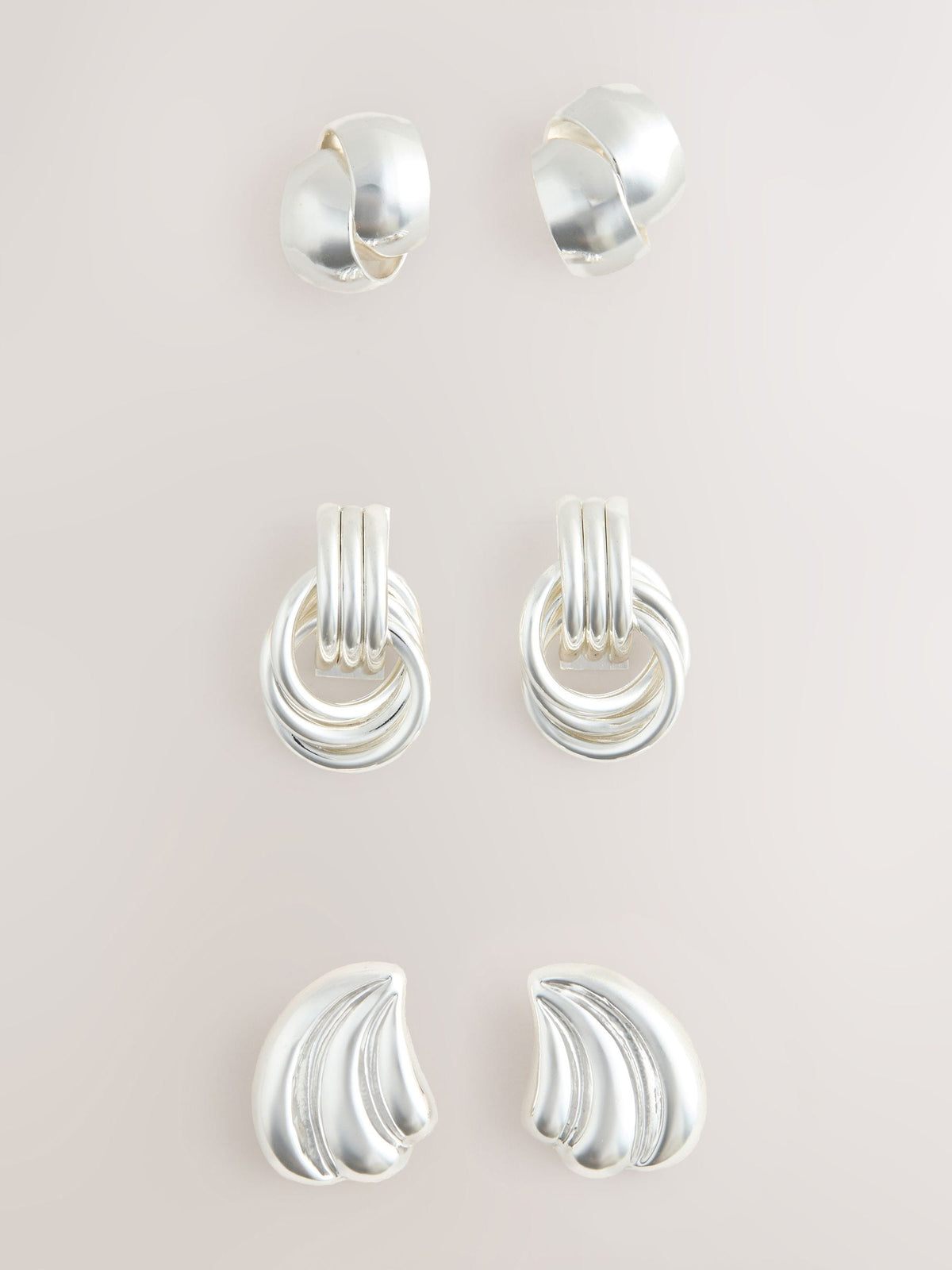 Gold Tone Knot Stud Earrings 3 Pack