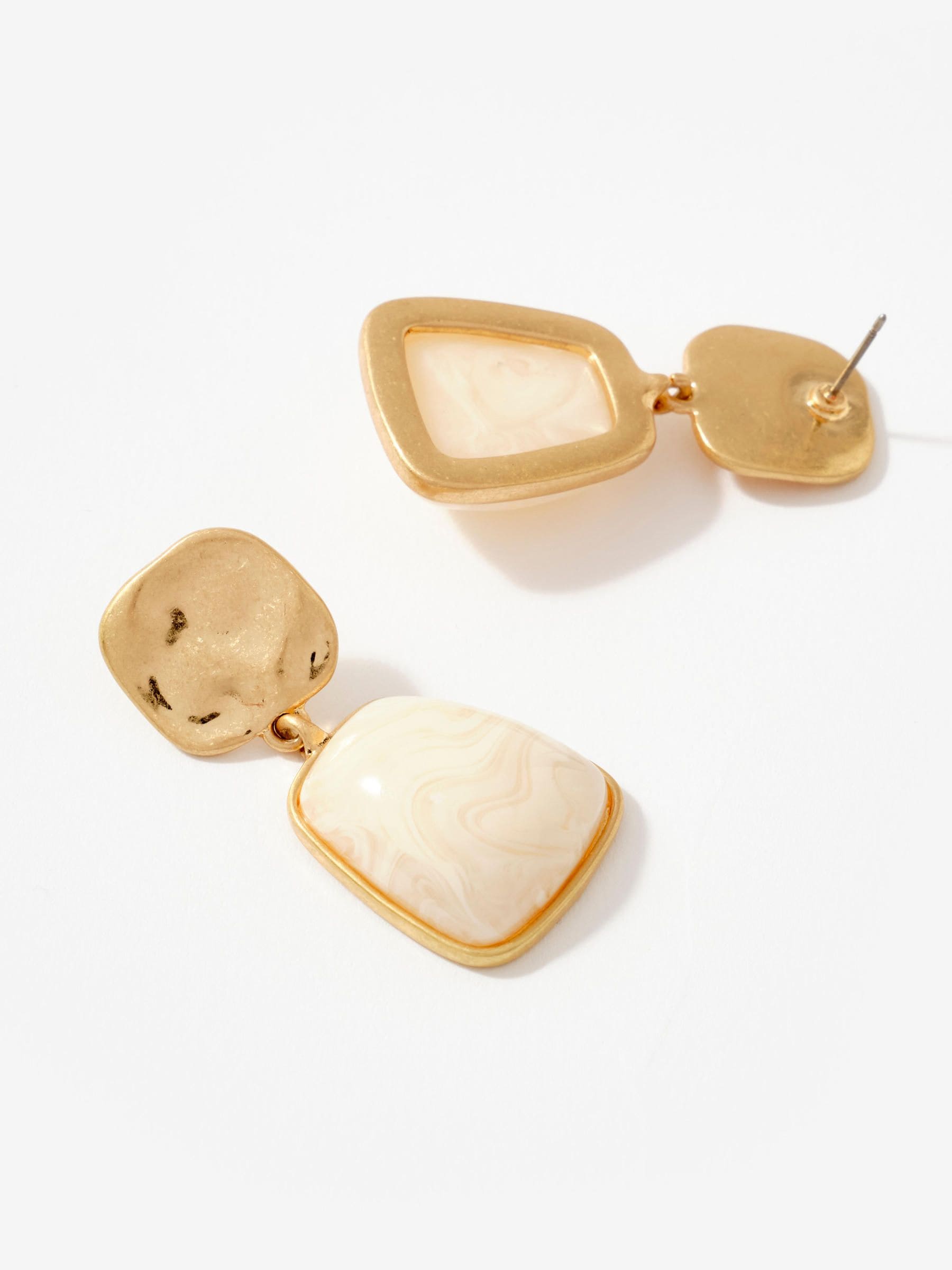 Mint Velvet cream stone earrings gold tone, UK version