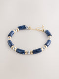 Blue mixed metal beaded necklace with resin - British product