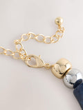 Blue mixed metal beaded necklace with resin - British product