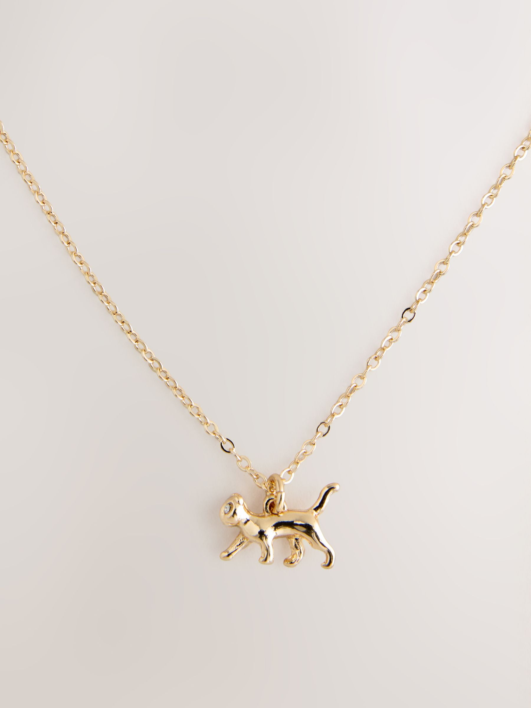 Gold Tone Sausage Dog Pendant Necklace