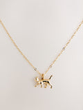 Gold Tone Sausage Dog Pendant Necklace