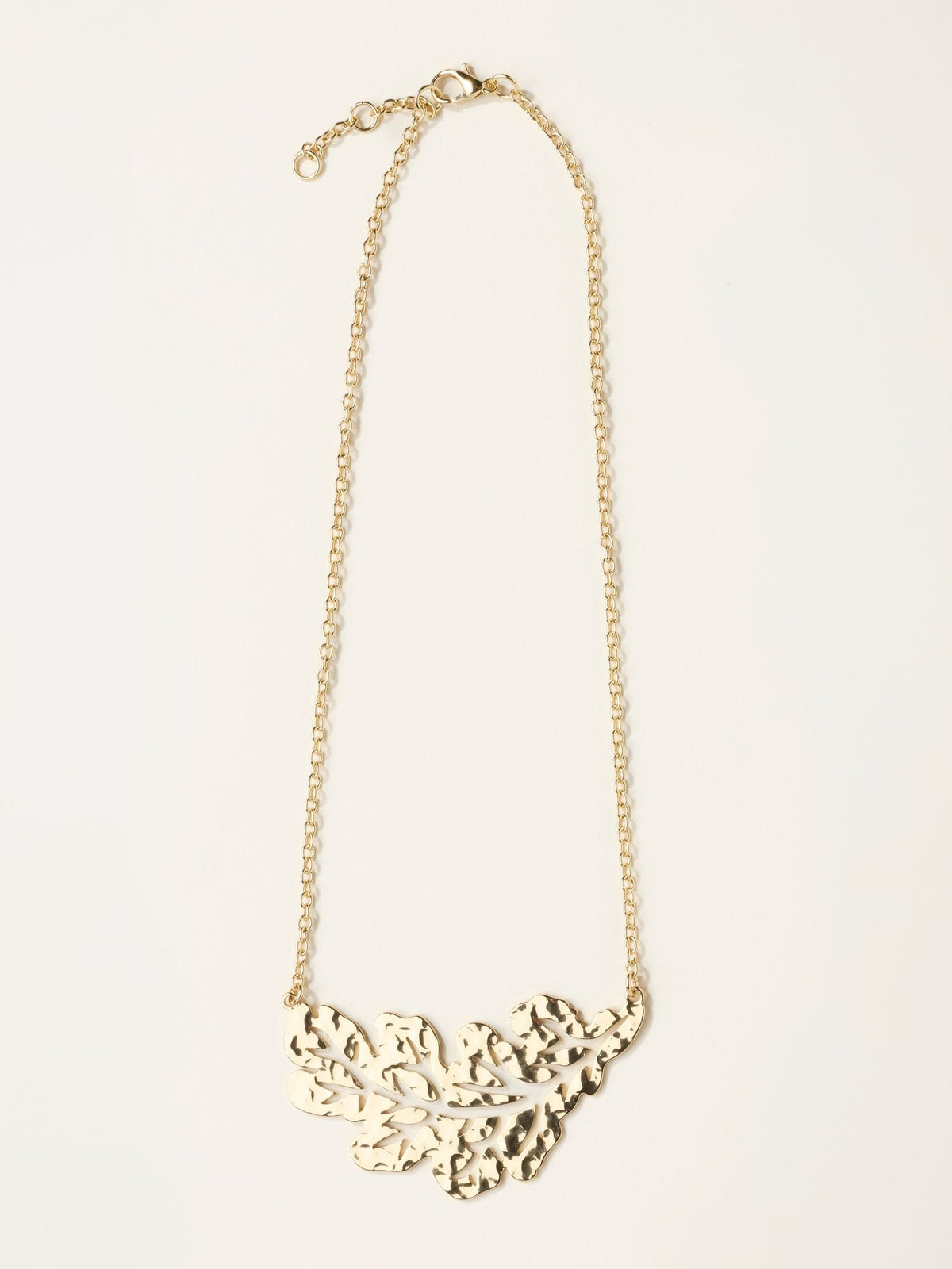 FatFace gold tone leaf necklace V&A, UK version